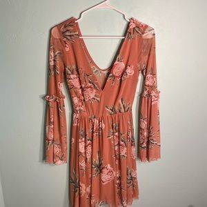 Cute long sleeve dress with deep v